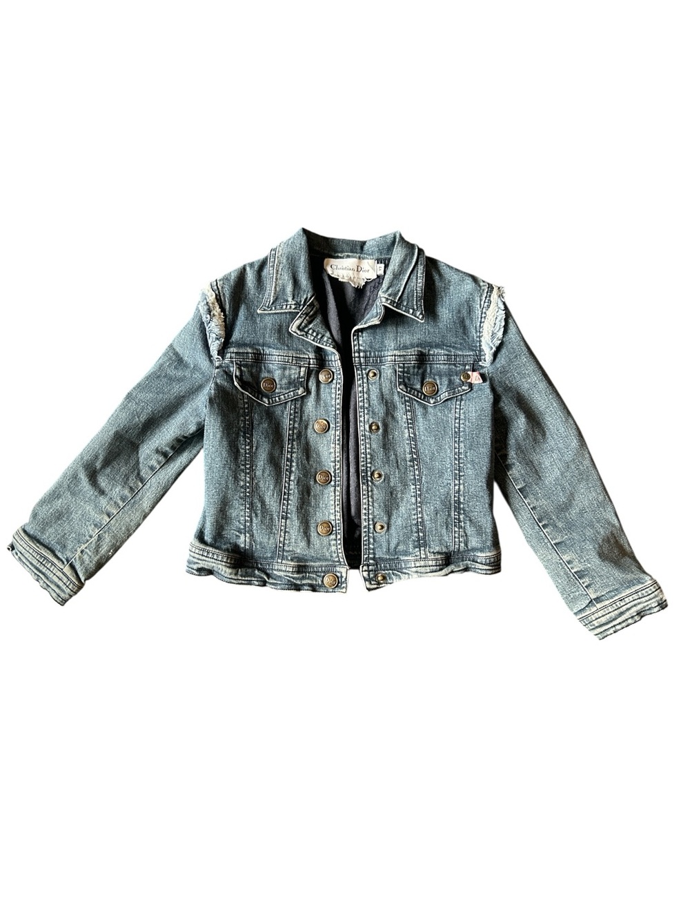 Vintage Christian Dior Denim Frayed Jacket for Kids - Light Blue Jean Jacket